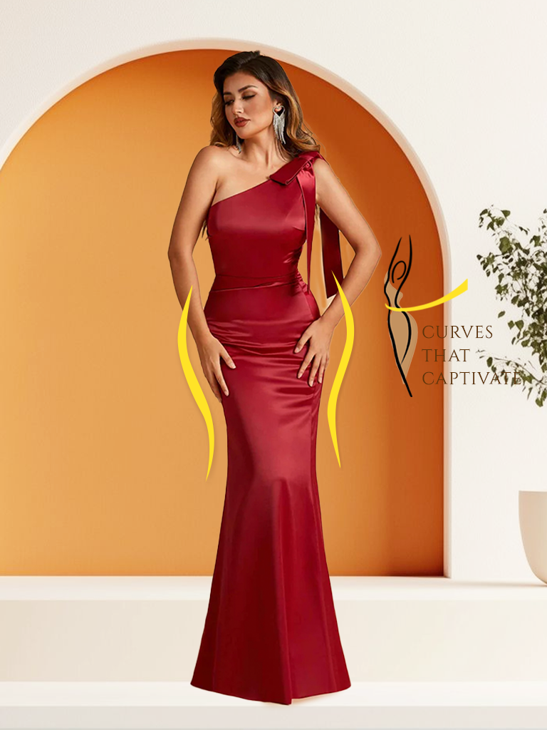 Sexy Satin One Shoulder Bridesmaid Dresses Long Zipper Side Floor Length Sheath
