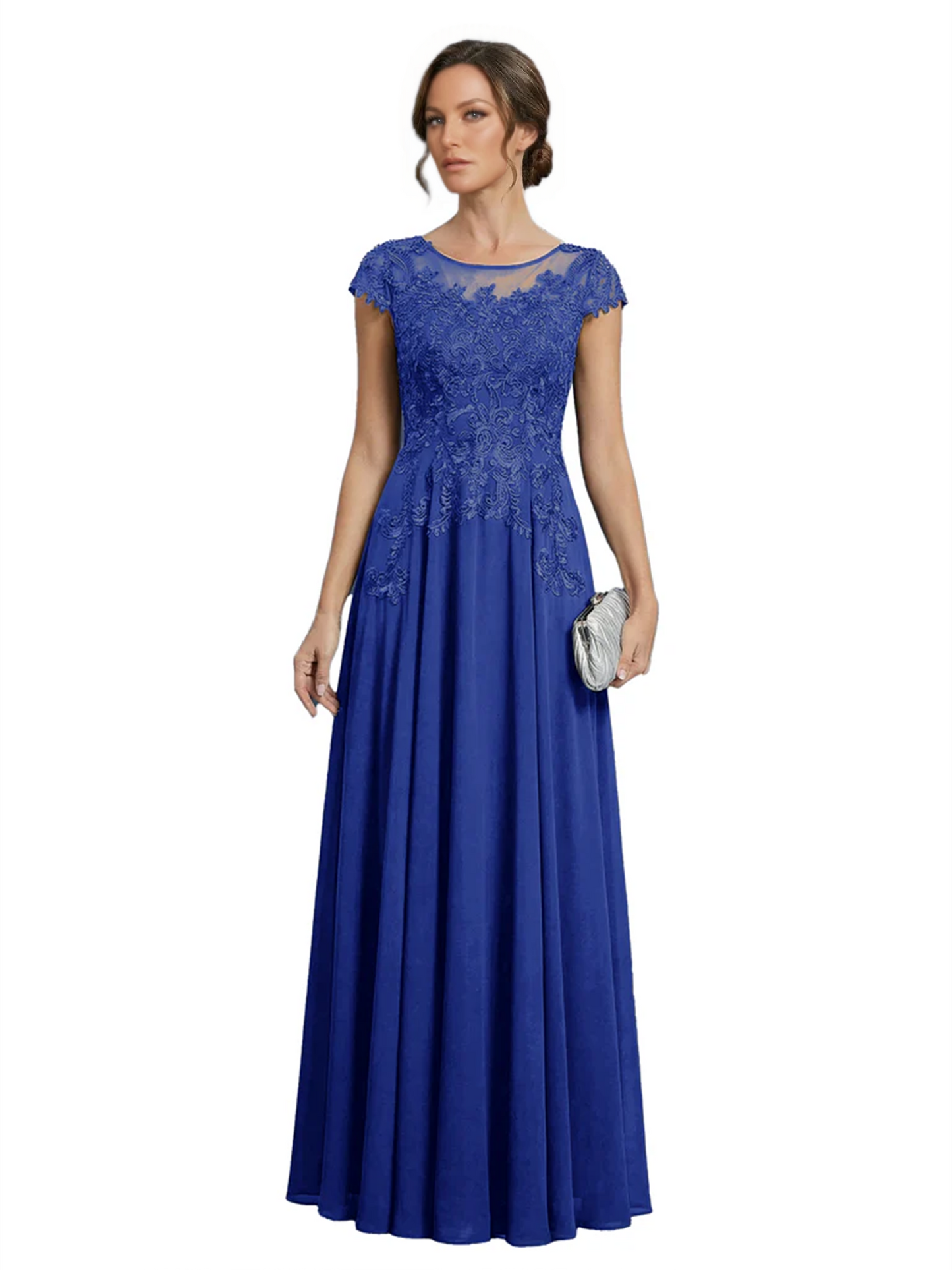 Chic Long A-Line Chiffon Mother of the Brides Dresses Sequin Mom Outfits For Wedding
