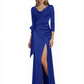 Elegant Evening Gowns Slit Trending Styles Satin Slit Formal Dress Cowl Neckline Gown Tie