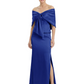 Formal Floor-Length Mother of the Bride Gown Satin Maxi Dress with Bow Neckline