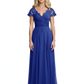 Mother of the Bride Dress Cap Sleeves and V-Neckline with Embroidered Lace Shoulders