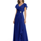 Elegant Mother of the Groom Dress Cascading Ruffle Chiffon Formal Gown Rhinestone