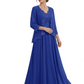 Plus Size A-line Chiffon 3/4 Sleeves Mother of the Brides Dresses Long Jacket Dress