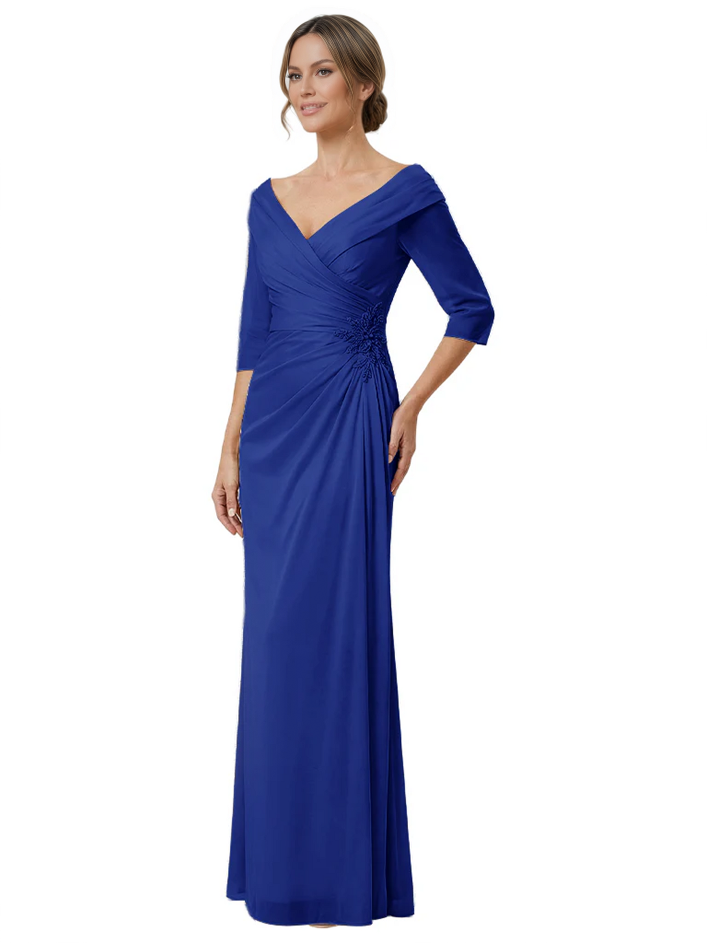 Elegant 3/4 Sleeve Mother of the Brides Dresses Mom Outfits Wedding Satin