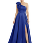 Luxury Bow Black Formal Dress One-Shoulder A-Line Gowns with Sexy Side Slit 2026