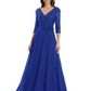 Chiffon Mother of the Bride Dress with Sequin V-Neck and Elegant Bow Sash