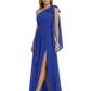 One-Shoulder Mother of the Bride Dress Chiffon Gown with Long Sash Detail