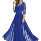 Luxury Burgundy Formal Dress Embroidered Lace Bodice Flowy Chiffon Gown 2026