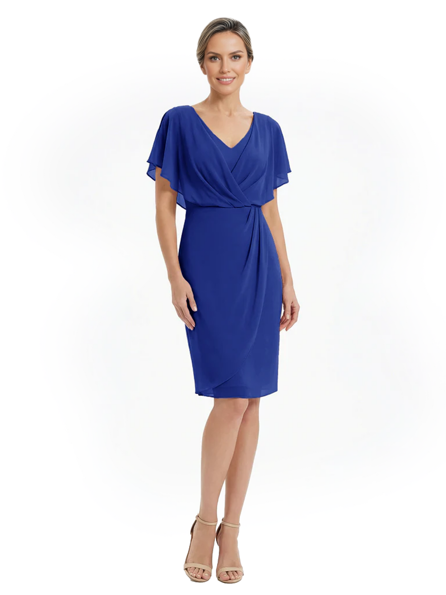 Chic Knee-Length Mother of Bride Formal Dress Slimming Chiffon Styles for Wedding Guest