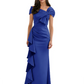 Elegant Mother of Bride Dress Formal Gowns Mermaid Ruffle Floor Length Asymmetric Neckline