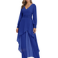 Luxury Black Formal Trousers Set High-Low Chiffon Top with Sparkling Beaded Detail