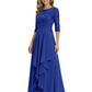 3/4 Sleeve Mother of the Bride Dress with Lace Embroidery High-Low Hem 2026
