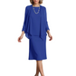 3 PCS Knee-Length Mother of Bride Dresses Prom Dress Evening Dress with Sheer Sleeves and Jacket