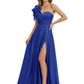 Elegant Mother of the Groom Dress A-Line Satin Formal Gown with High Slit Ruched Bodice