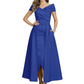 Formal Floor-Length Mother of the Bride Gown Satin Maxi Dress with Slit Off Shoulder