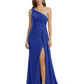One Shoulder Mother of Bride Dress Ruffle Formal Gowns Mermaid Floor Length Train Slit