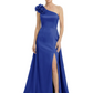 One Shoulder Mother of the Bride Dress with 3D Floral Detail Formal Dress A-Line Gowns with Slit