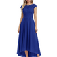 Elegant Evening Gown Trending 2026 Styles with Cap Sleeves High-Low Skirt
