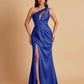 Sexy One Shoulder Soft Satin Side Slit Floor-Length Mermaid Bridesmaid Dresses