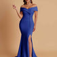 Elegant Soft Satin Mermaid Off Shoulder Side Slit Floor-Length Bridesmaid Dresses