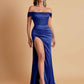 Sexy Off the Shoulder Soft Satin Side Slit Floor-Length Mermaid Bridesmaid Dresses