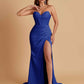 Elegant Soft Satin Mermaid V-neck Side Slit Floor-Length Bridesmaid Dresses Online