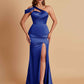 Elegant Soft Satin Sweetheart One Shoulder Side-Slit Mermaid Bridesmaid Dresses