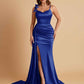 Elegant Soft Satin Mermaid Bowknot Floor-Length Mermaid Bridesmaid Dresses