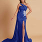 Elegant Soft Satin Sweetheart One Shoulder Side-Slit Mermaid Bridesmaid Dresses