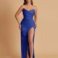 Sexy Soft Satin Mermaid V-neck Side Slit Floor-Length Bridesmaid Dresses Online