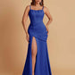 Sexy Soft Satin Mermaid Spaghetti Straps Side Slit Floor-Length Bridesmaid Dresses