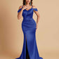 Sexy Soft Satin Mermaid Off Shoulder Side Slit Floor-Length Mermaid Bridesmaid Dresses