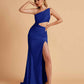 Sexy One-Shoulder Waist Cutout With High Split Floor-Length Bridesmaid Dresses