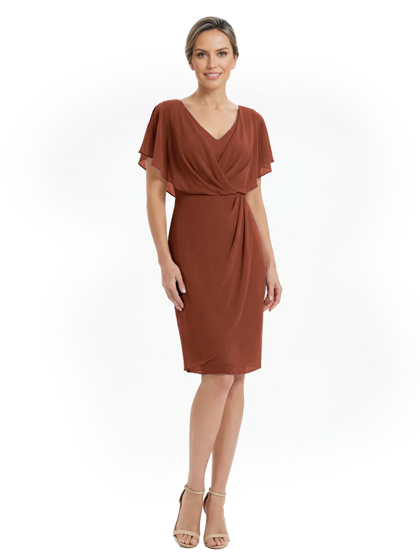 Chic Knee-Length Mother of Bride Formal Dress Slimming Chiffon Styles for Wedding Guest