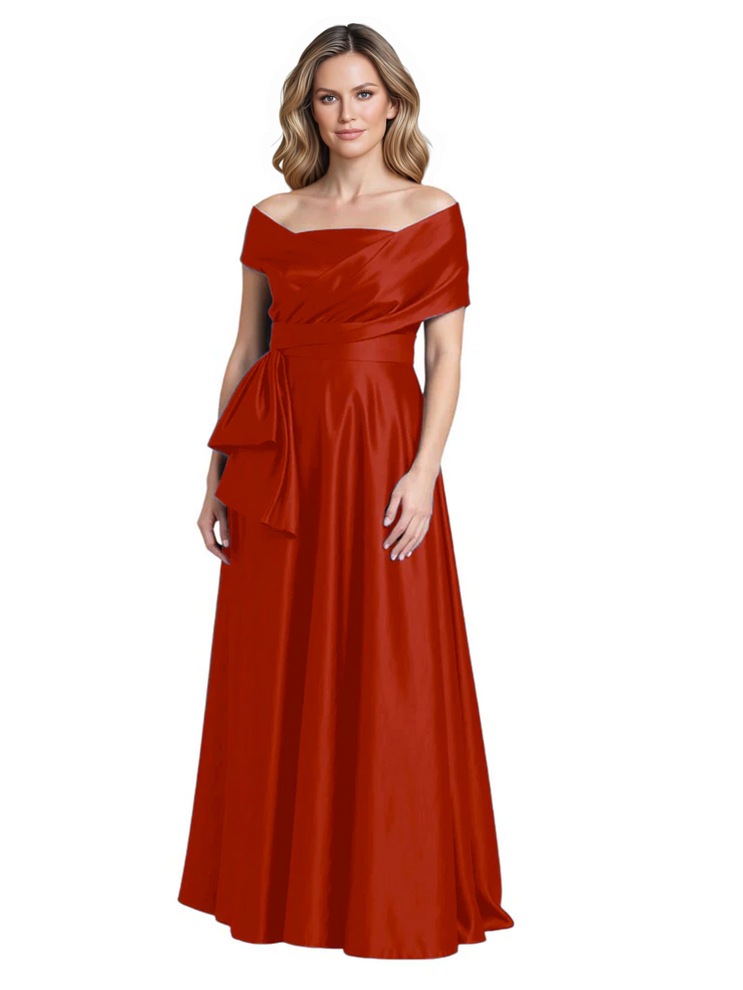 Formal Floor-Length Mother of the Bride Gown Sleeveless Satin Maxi Dress with Drape
