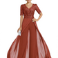 V-Neck Chiffon Mother of the Brides Jumpsuits Dresses Floor Length A-Line Lace