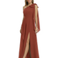 One-Shoulder Mother of the Bride Dress Chiffon Gown with Long Sash Detail