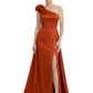 One Shoulder Mother of the Bride Dress with 3D Floral Detail Formal Dress A-Line Gowns with Slit