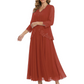 3/4 Sleeve Chiffon Mother of the Brides Dresses V-Neck Wedding Party Gowns
