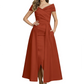 Formal Floor-Length Mother of the Bride Gown Satin Maxi Dress with Slit Off Shoulder