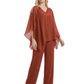 V-Neck Chiffon Mother of the Brides Dresses Plus Size Jacket Suits Wedding