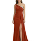 One Shoulder Mother of Bride Dress Ruffle Formal Gowns Mermaid Floor Length Train Slit