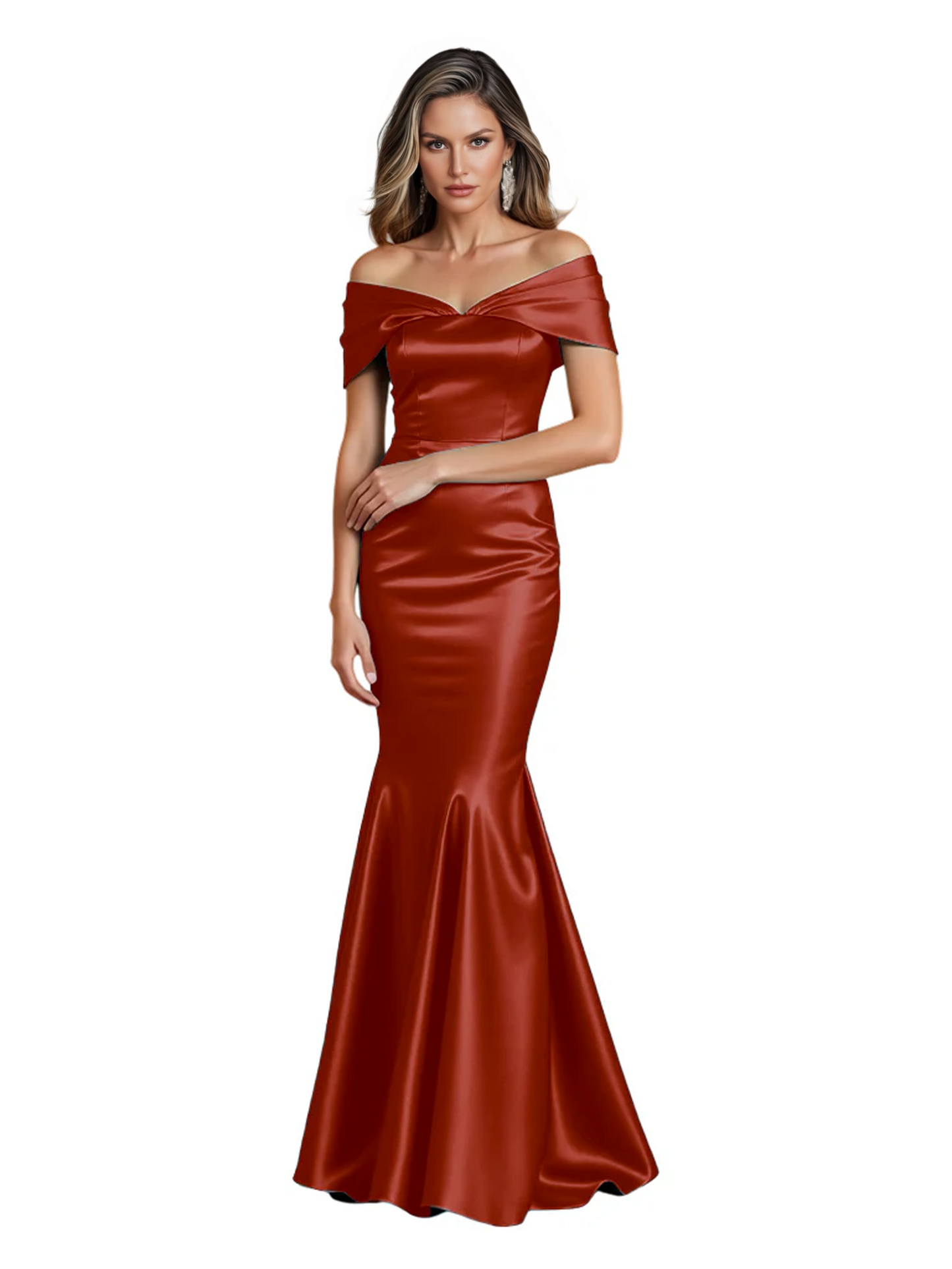 Luxury Emerald Formal Dress Off-the-Shoulder Satin Gown Trumpet Silhouette