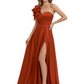 Elegant Mother of the Groom Dress A-Line Satin Formal Gown with High Slit Ruched Bodice
