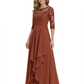 3/4 Sleeve Mother of the Bride Dress with Lace Embroidery High-Low Hem 2026