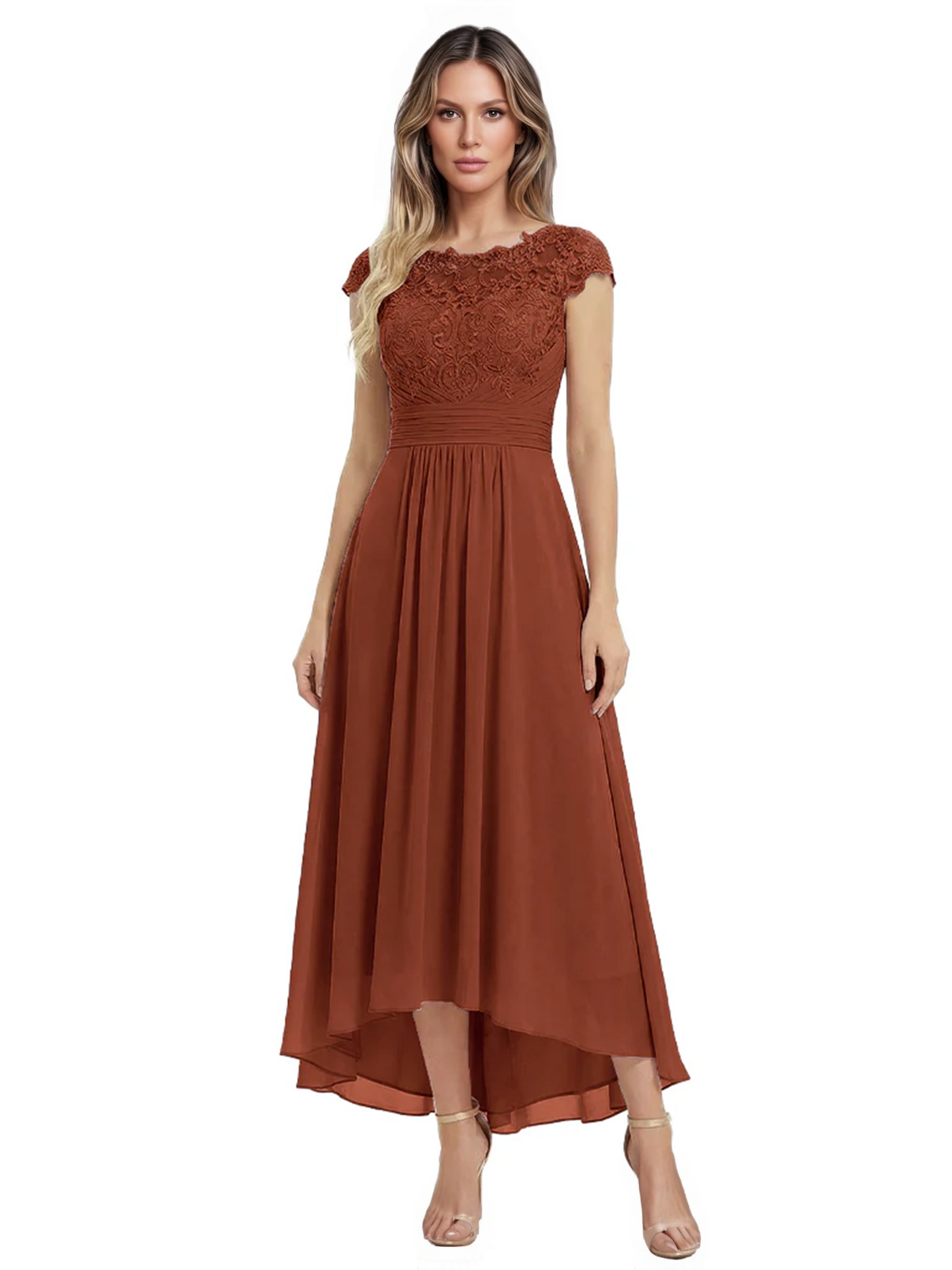 Elegant Evening Gown Trending 2026 Styles with Cap Sleeves High-Low Skirt