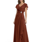 Elegant Mother of the Groom Dress Cascading Ruffle Chiffon Formal Gown Rhinestone