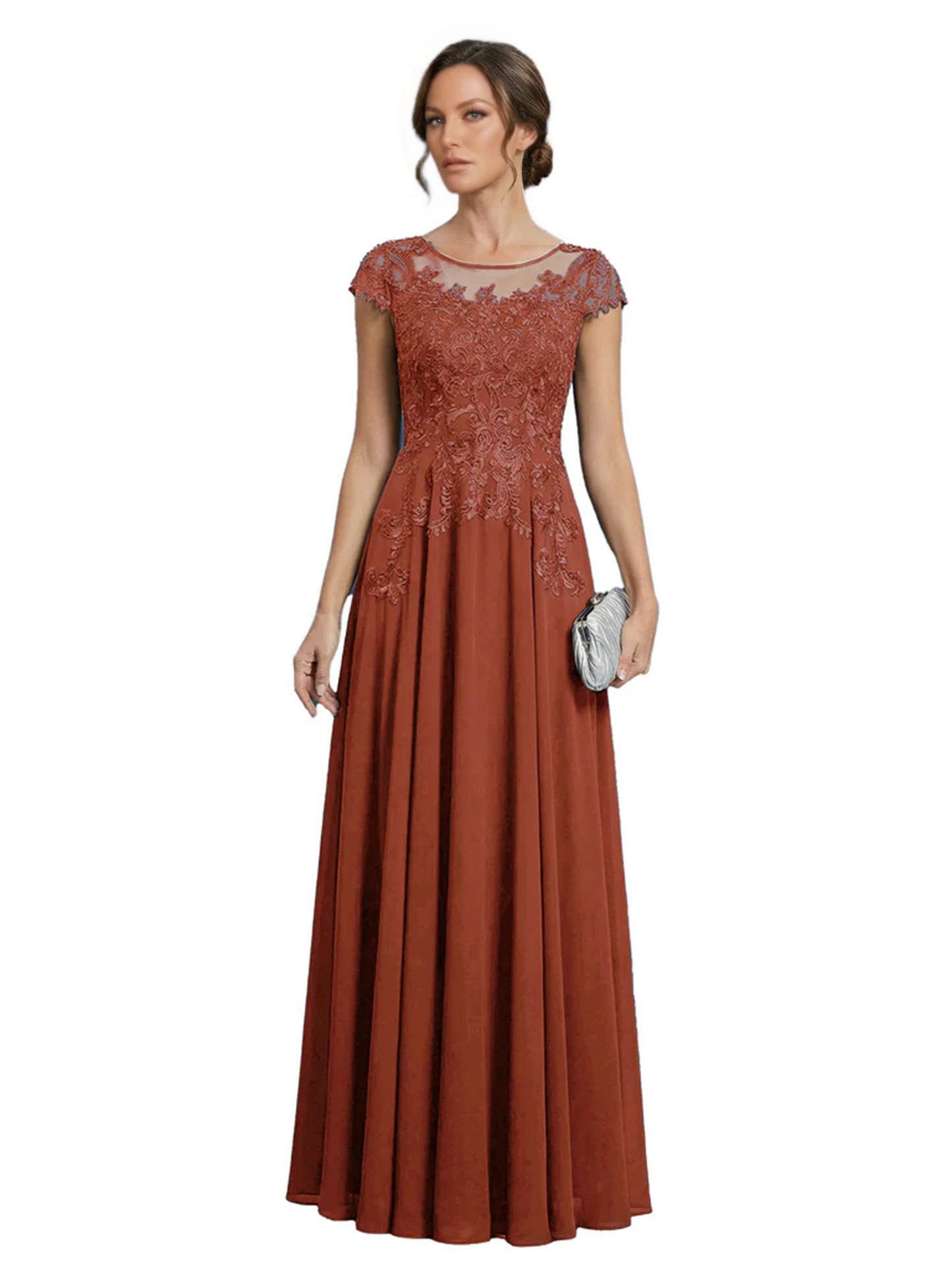 Chic Long A-Line Chiffon Mother of the Brides Dresses Sequin Mom Outfits For Wedding