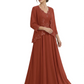Plus Size A-line Chiffon 3/4 Sleeves Mother of the Brides Dresses Long Jacket Dress