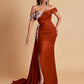 Elegant Soft Satin Mermaid Off Shoulder Floor-Length Mermaid Bridesmaid Dresses